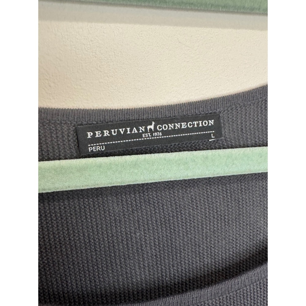 Peruvian Connection Pima Cotton Boatneck 3/4 Sleeve Gray Top Sz L - Picture 4 of 5